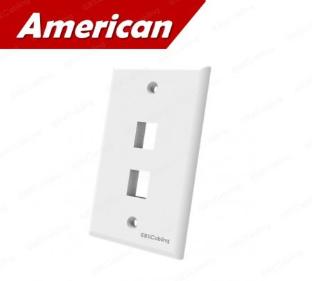 Plate Dinding Ethernet Gaya Menegak 2 Port dalam Warna Putih - Faceplate jack keystone gaya US 2 port